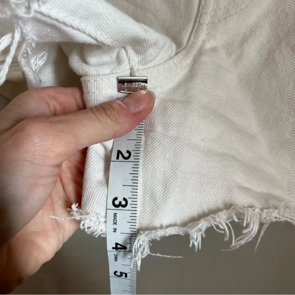 RE/DONE White Distressed Jean Short